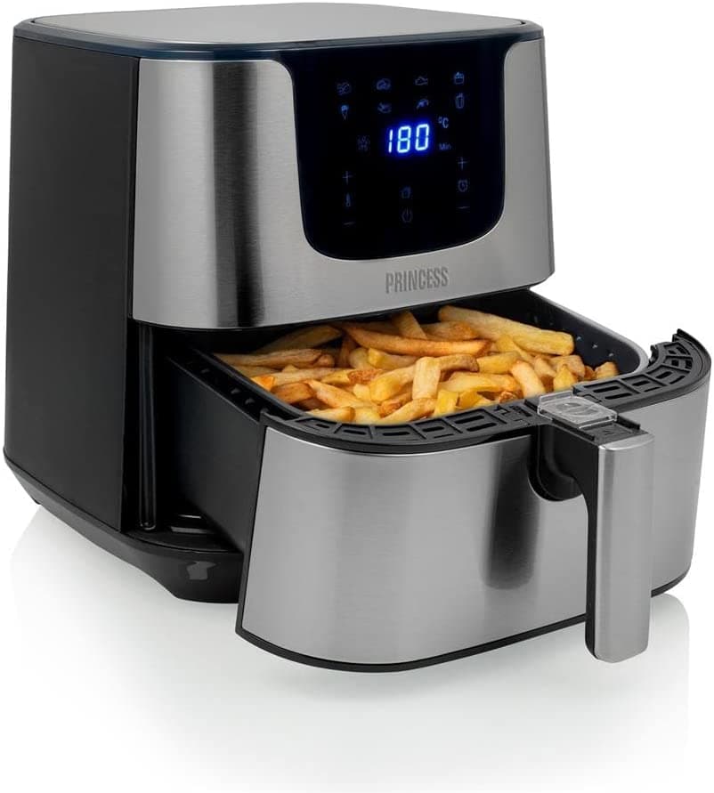 Princess Digital Hot Air Fryer Deluxe XXL Hot Air Fryer rostfritt stål, 5,5 liter, silver