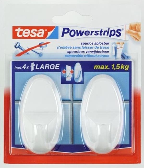 Tesa Powerstrips Koukut Suuri - Valkoinen - 2 kpl