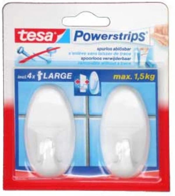 Tesa Powerstrips Koukut Suuri - Valkoinen - 2 kpl