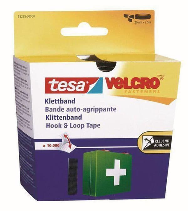 Tesa-Velcro Velcro 55225-ZW - 20 x 2500 mm - Sort