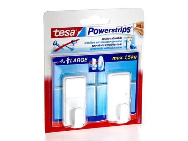 Tesa Powerstrips Kroge Classic Large - Hvid - 2 stk