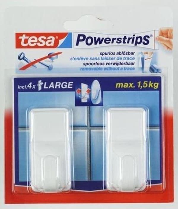 Tesa Powerstrips Kroge Classic Large - Hvid - 2 stk