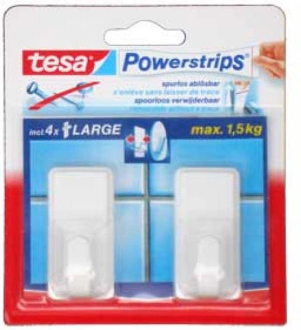 Tesa Powerstrips Kroge Classic Large - Hvid - 2 stk
