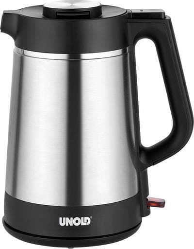 Unold KEDEL Thermo med integreret vakuumkande, elkedel med ca. 1,5 L volumen, varmeisoleret, dobbeltvægget beholder i rustfrit stål, sikkerhedslås, fu