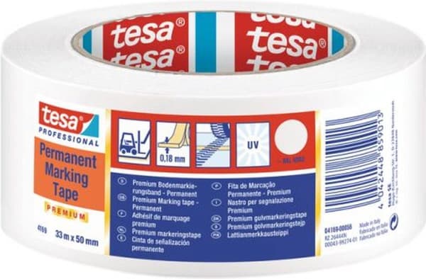 TESA 04169 gulvmarkeringstape Hvid - 50mm x 30m