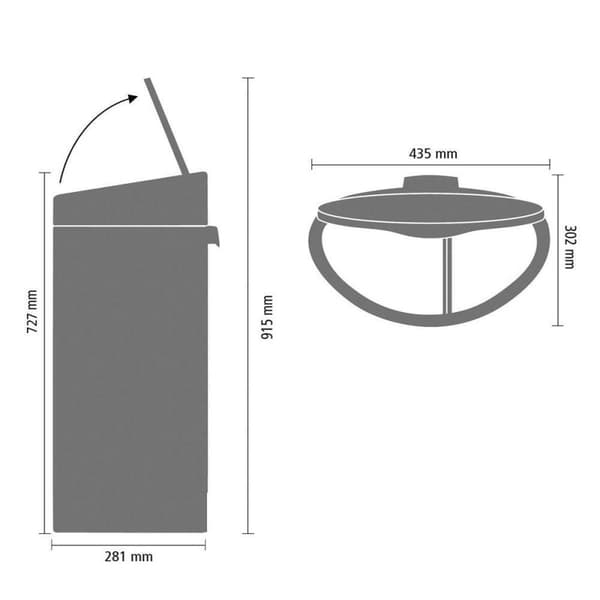 Brabantia Touch Bin Papperskorgen - 10+23 l - Platina