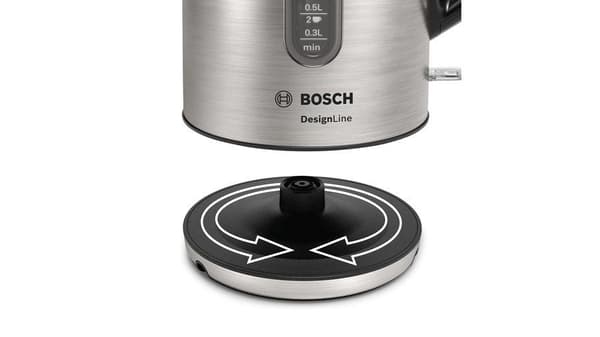 Bosch TWK4P440. Vattentankens kapacitet: 1,7 l. Effekt: 2400 W. Produktens färg: Svart, Rostfritt stål, Material hölje: Rostfritt stål, Vattennivåindi
