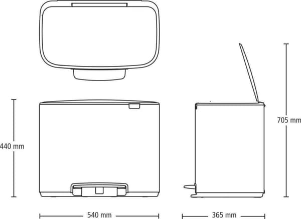 Brabantia Bo Skraldespand - 11 + 23 l - Hvid