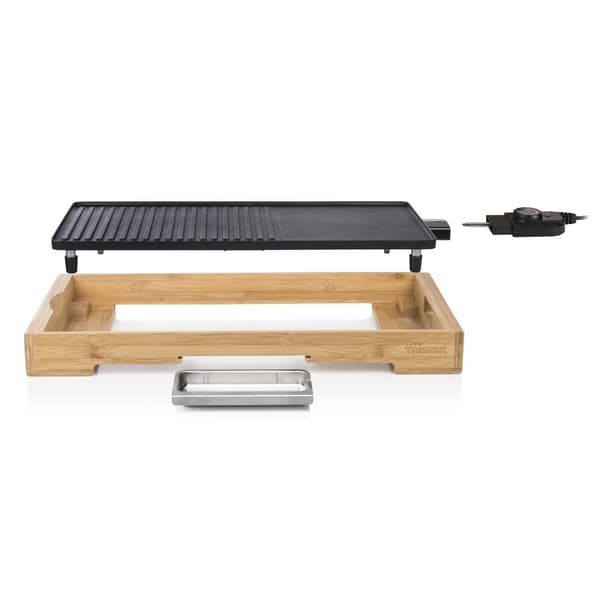 Tristar BP-2641 Bakplåt Bambu - Grillplåt XL – 6 personer - Justerbar termostat