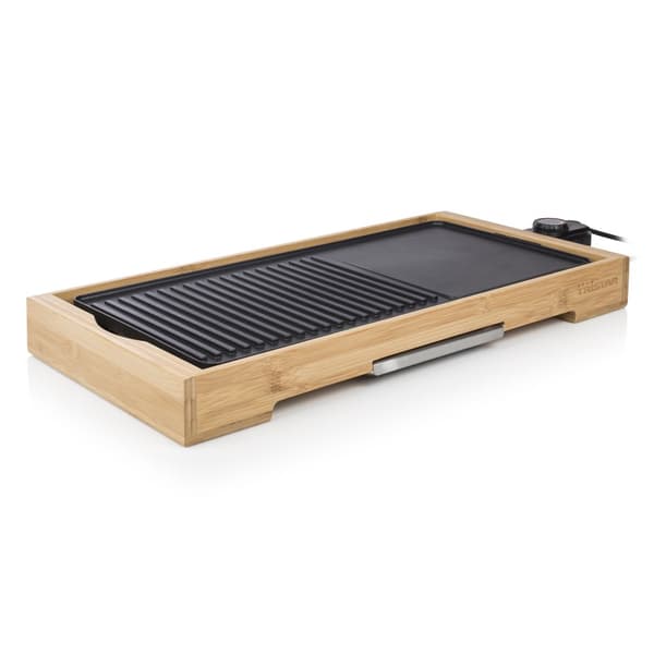 Tristar BP-2641 Bakplåt Bambu - Grillplåt XL – 6 personer - Justerbar termostat