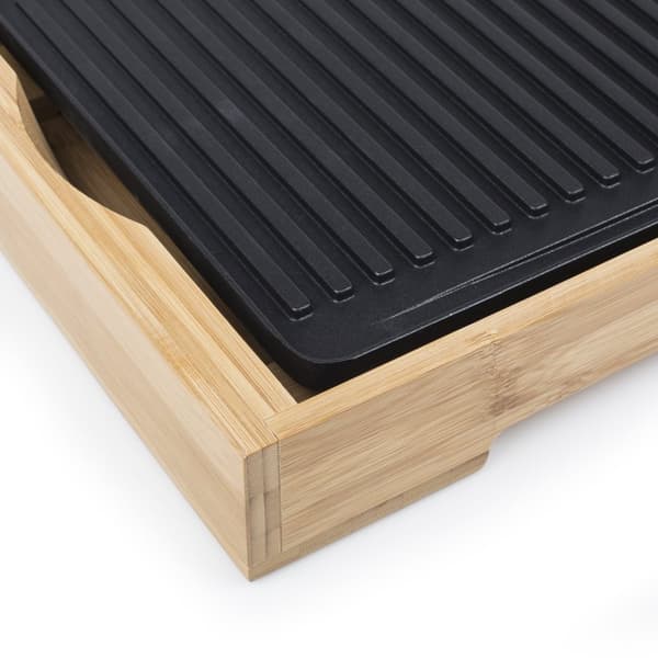 Tristar BP-2641 Bakplåt Bambu - Grillplåt XL – 6 personer - Justerbar termostat