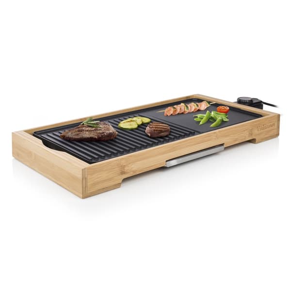 Tristar BP-2641 Bakplåt Bambu - Grillplåt XL – 6 personer - Justerbar termostat