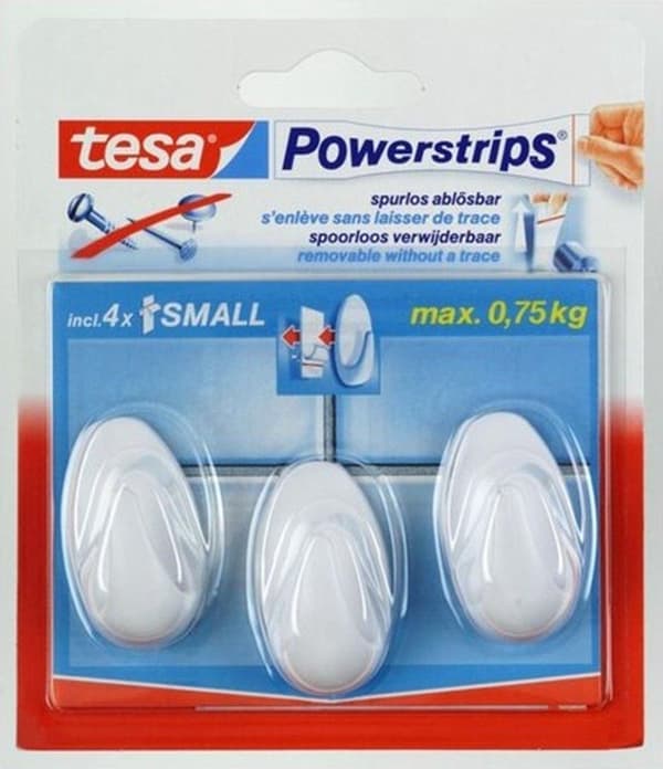 Tesa Powerstrips Small Oval - Hvid 3 stk