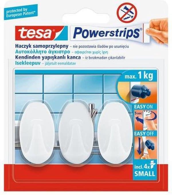 Tesa Powerstrips Small Oval - Hvid 3 stk