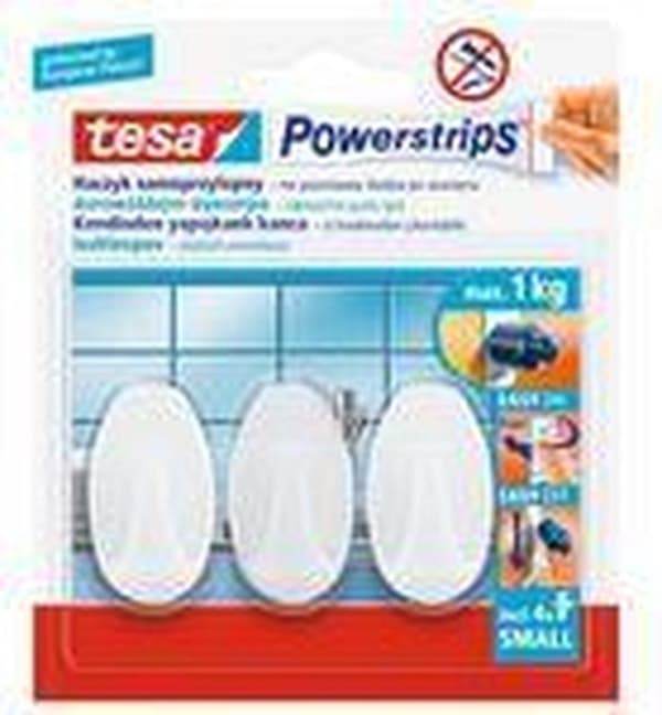 Tesa Powerstrips Small Oval - Hvid 3 stk
