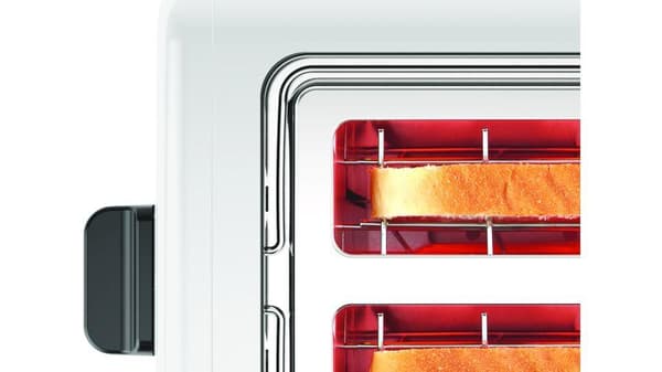 Bosch kompakt brödrost DesignLine TAT3P421DE, integrerat bullfäste i rostfritt stål, med automatisk avstängning, med avfrostningsfunktion, perfekt för