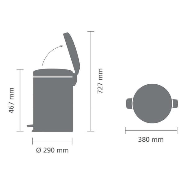 Brabantia NewIcon Papperskorgen - 20 l - Matt Svart