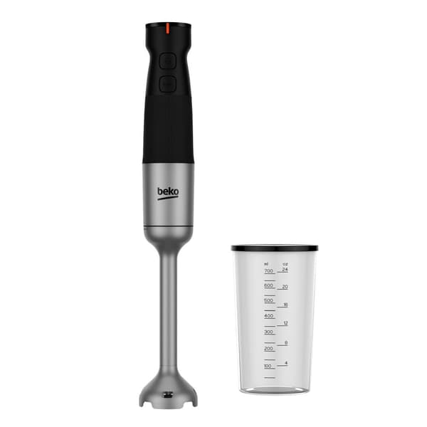 BEKO HBA 81762 BX stavblender 750 W med snittertilbehør, med målebæger i rustfrit stål, sort (HBA 81762 BX)