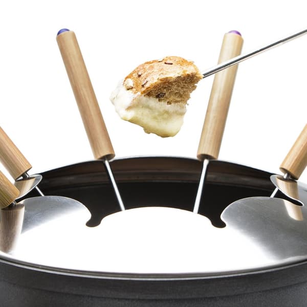 Princess 173025 Fondue Pure Black – Elektrisk Fondue Pan – 1,5 liter – 8 Fondue gafflar
