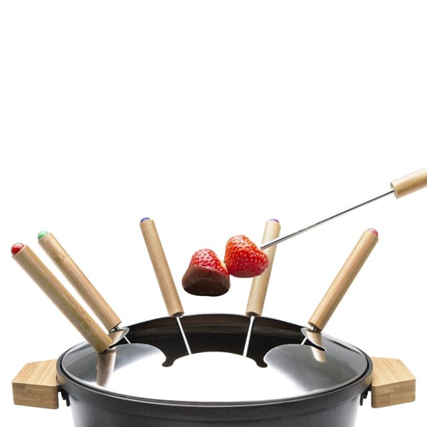 Princess 173025 Fondue Pure Black – Elektrisk Fondue Pan – 1,5 liter – 8 Fondue gafflar