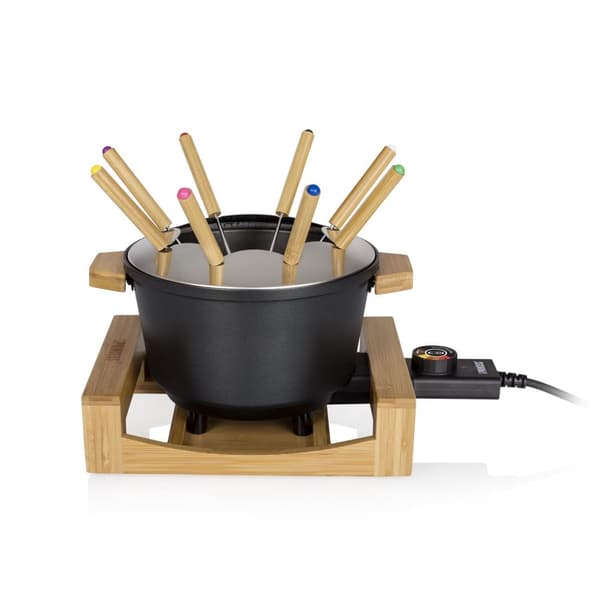 Princess 173025 Fondue Pure Black – Elektrisk Fondue Pan – 1,5 liter – 8 Fondue gafflar