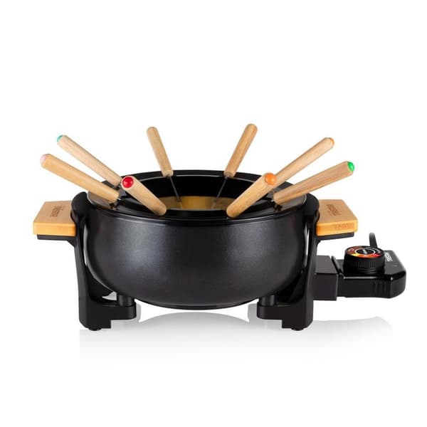 Tristar FO-1108 Bamboo Fondue Pan – Fondueset för 8 personer – Lämplig för ost, olja, choklad och fond