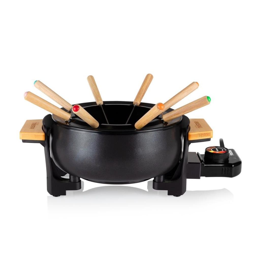 Tristar FO-1108 Bamboo Fondue Pan - Fondueset för 8 personer - Lämplig för ost, olja, choklad och fond