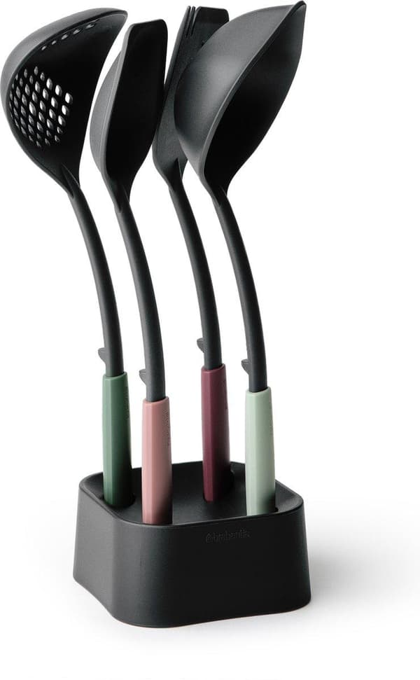 Brabantia Tasty+ Køkkengrej sæt - 4-delt plus holder - Blandede farver