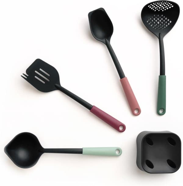 Brabantia Tasty+ Køkkengrej sæt - 4-delt plus holder - Blandede farver