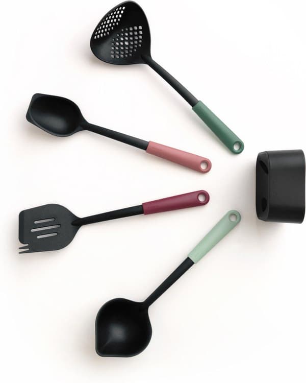 Brabantia Tasty+ Køkkengrej sæt - 4-delt plus holder - Blandede farver
