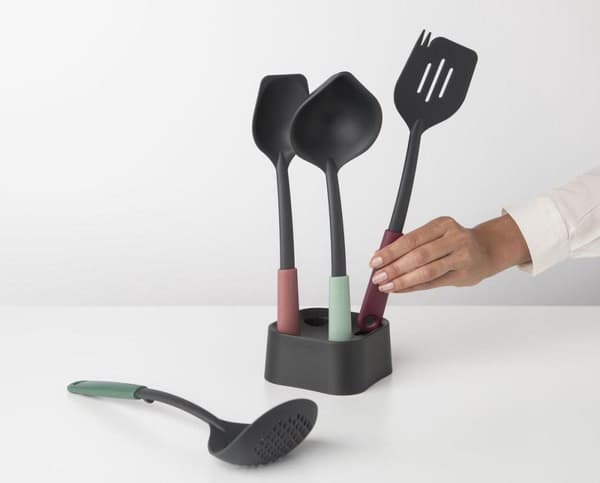 Brabantia Tasty+ Køkkengrej sæt - 4-delt plus holder - Blandede farver