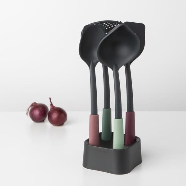 Brabantia Tasty+ Køkkengrej sæt - 4-delt plus holder - Blandede farver