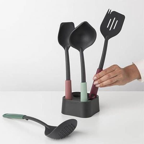 Brabantia Tasty+ Køkkengrej sæt - 4-delt plus holder - Blandede farver