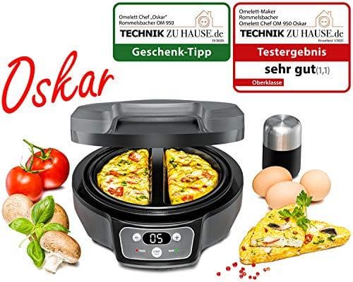 Rommelsbacher højkvalitets, varmeisoleret cool-touch hus, ekstra dybe bagehuler til tilberedning af 2 luftige omeletter på samme tid, 2 varmeelementer