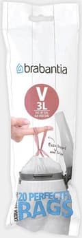 Miniatyrbild 3 av 4: Brabantia PerfectFit Avfallspåse med dragsko - 3 l - Kod V - 20 stycken