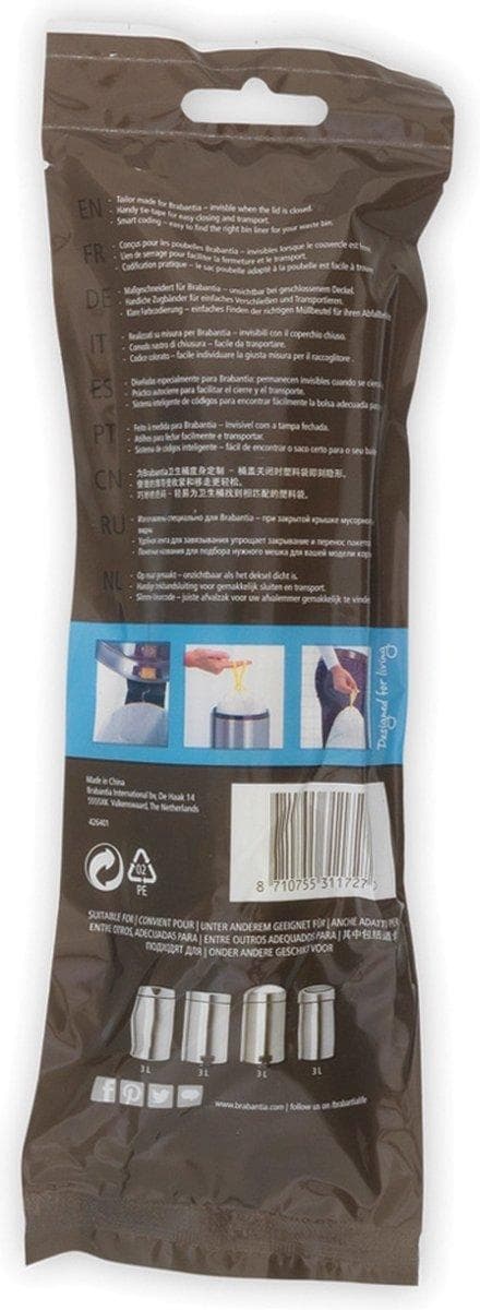 Brabantia PerfectFit affaldspose med snørelukning - 3 l - Kode A - 20 stk.