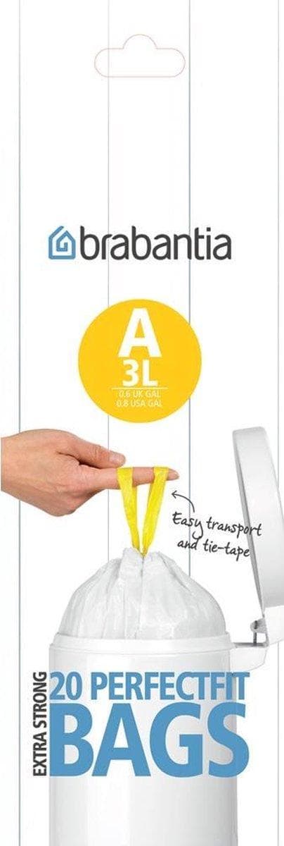 Brabantia PerfectFit affaldspose med snørelukning - 3 l - Kode A - 20 stk.