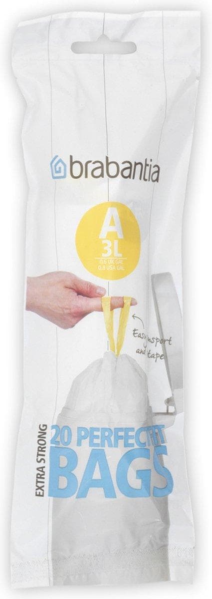 Brabantia PerfectFit affaldspose med snørelukning - 3 l - Kode A - 20 stk.