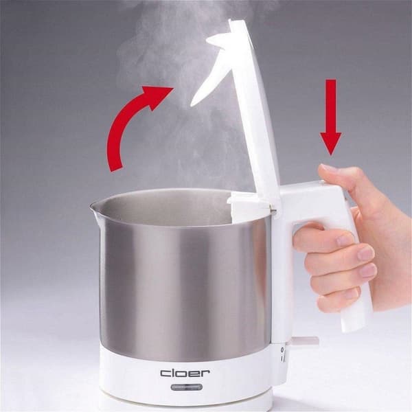 Cloer 4721 Vattenkokare 2000W 1L Rostfritt Stål/Vit