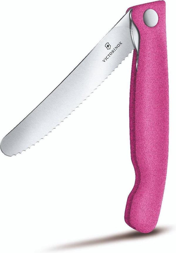 Victorinox Swiss Classic hopfällbar tomatkniv skalkniv - 11 cm - tandad - rosa