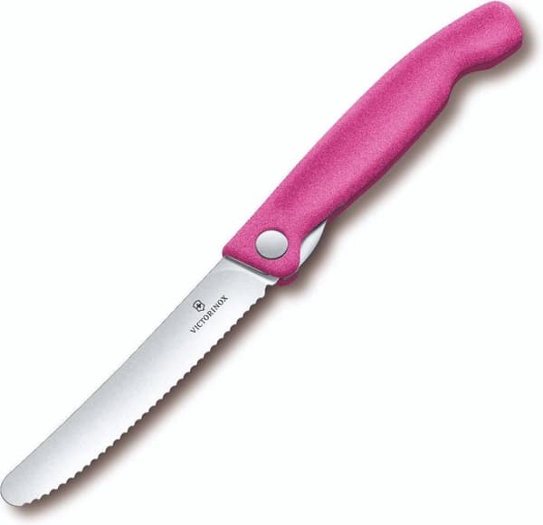Victorinox Swiss Classic hopfällbar tomatkniv skalkniv - 11 cm - tandad - rosa