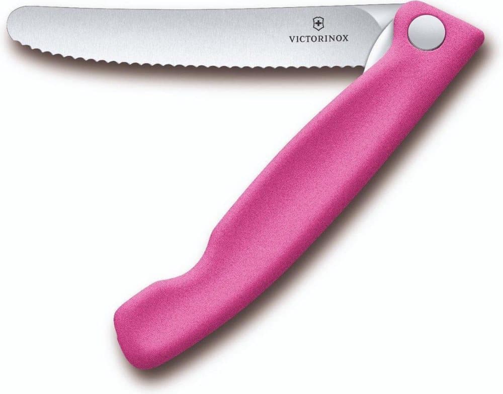 Victorinox Swiss Classic hopfällbar tomatkniv skalkniv - 11 cm - tandad - rosa