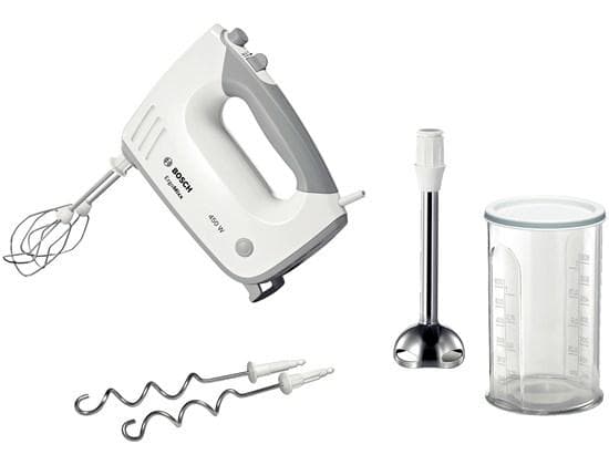 Bosch MFQ36470 ErgoMixx - Käsisekoitin - Sis. Ruostumattomasta teräksestä valmistettu upotussekoittimen jalka - valkoinen