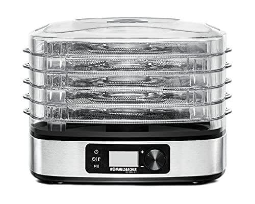 Rommelsbacher automatisk dehydrator DA 350 - 5 torknivåer, torkyta 0,42 m², temperaturval från 35 °C till 75 °C, 36 timmars timer, automatisk avstängn