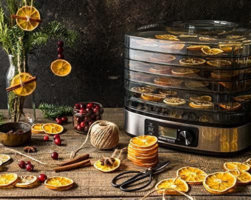 Rommelsbacher automatisk dehydrator DA 350 - 5 torknivåer, torkyta 0,42 m², temperaturval från 35 °C till 75 °C, 36 timmars timer, automatisk avstängn
