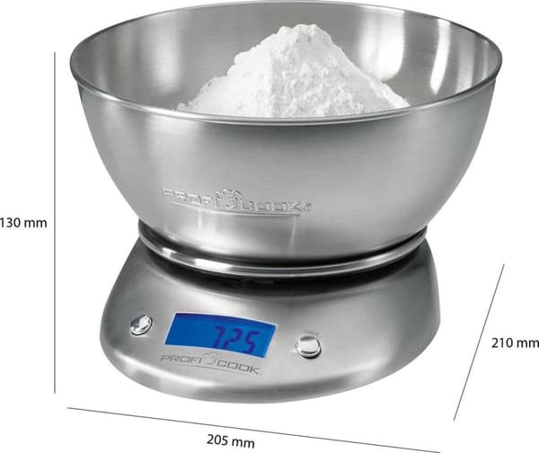 ProfiCook KW 1040 - Keittiövaaka - Ruostumaton teräs - Kulholla