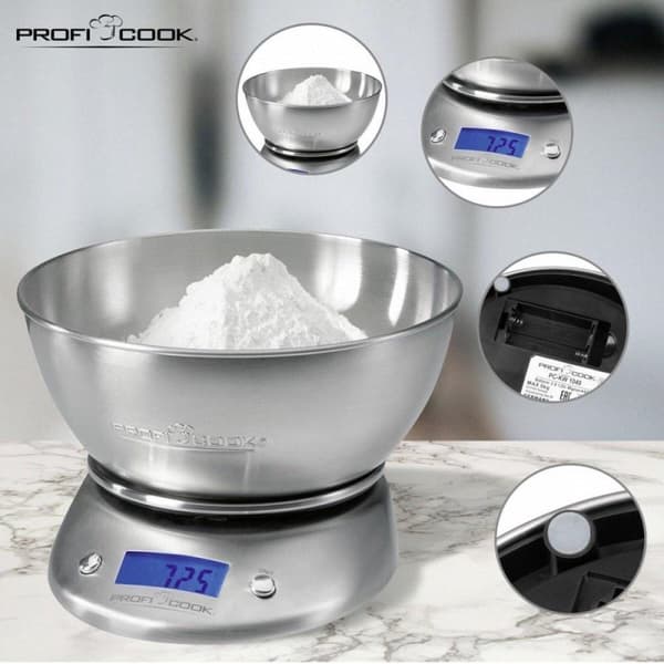 ProfiCook KW 1040 - Keittiövaaka - Ruostumaton teräs - Kulholla