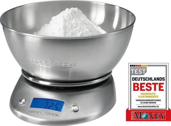 ProfiCook KW 1040 - Keittiövaaka - Ruostumaton teräs - Kulholla