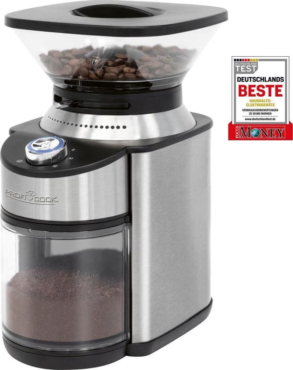 ProfiCook PC-EKM 1205 Sähkökäyttöinen kahvimylly myllyllä, 16-portainen säädettävä jauhatusaste (karkeasta erittäin hienoon), soveltuu esim. suodatink