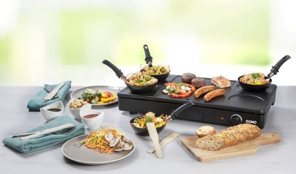 Domo DO8712W - Wok-setti - Juhlasetti grillillä - 4 pannua